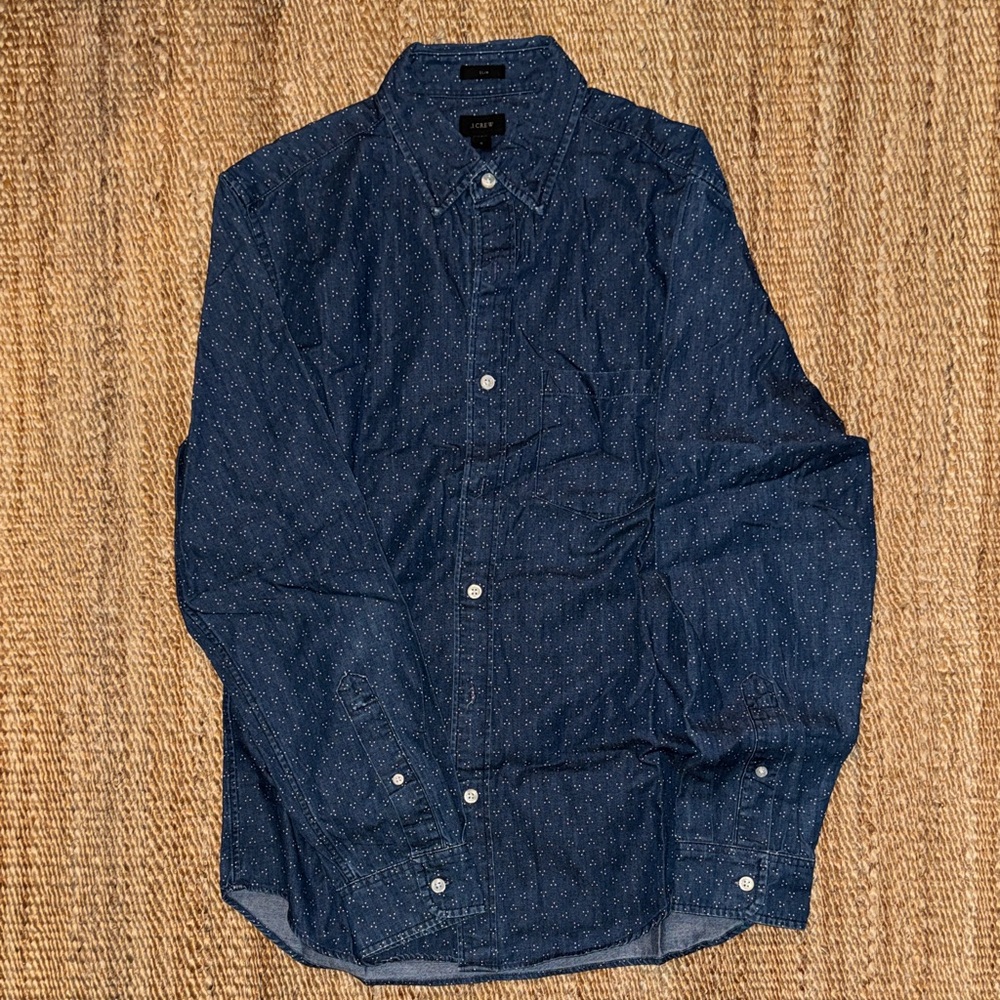 J. Crew Navy Patterned Casual Shirt